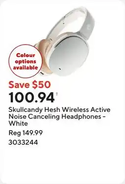 Staples Skullcandy Hesh Wireless Active Noise Canceling Headphones - White offer