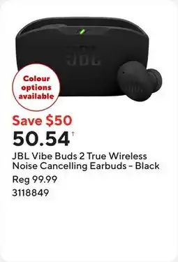 Staples JBL Vibe Buds 2 True Wireless Noise Cancelling Earbuds - Black offer