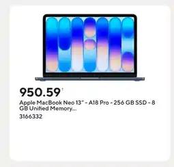 Staples Apple MacBook Neo 13 - A18 Pro - 256 GB SSD - 8 GB Unified Memory - Indigo - French offer