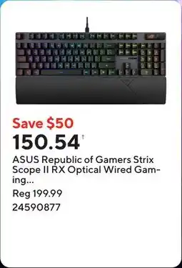 Staples ASUS Republic of Gamers Strix Scope II RX Optical Wired Gaming Keyboard - Red Switches offer