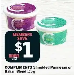 IGA Compliments Shredded Parmesan or Italian Blend offer