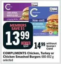 IGA Compliments Chicken, Turkey or Chicken Smashed Burgers offer
