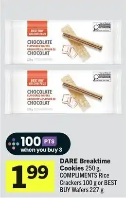 Dare Breaktime Cookies, Compliments Rice Crackers or Best Buy Wafers