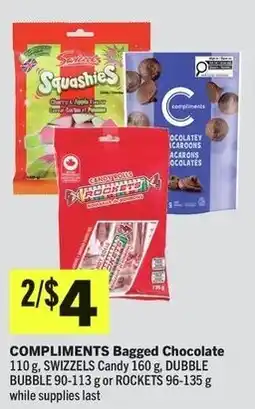 IGA Compliments Bagged Chocolate, Swizzels Candy, Dubble Bubble or Rockets offer