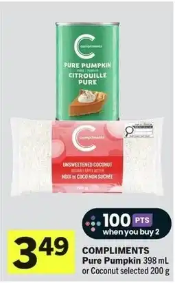 IGA Compliments Pure Pumpkin or Coconut offer