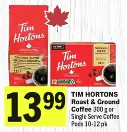 IGA Tim Hortons Roast & Ground Coffee or Single Serve Coffee Pods offer