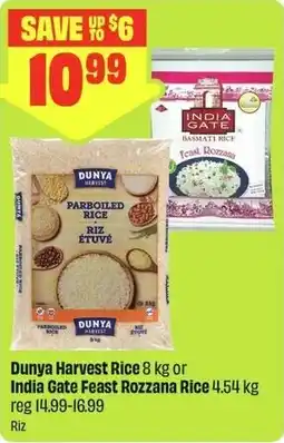 FreshCo Dunya Harvest Rice or India Gate Feast Rozzana Rice offer