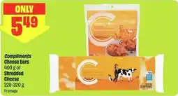 FreshCo Compliments Cheese Bars or Shredded Cheese offer