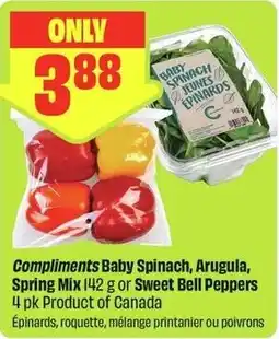 FreshCo Compliments Baby Spinach, Arugula, Spring Mix or Sweet Bell Peppers offer