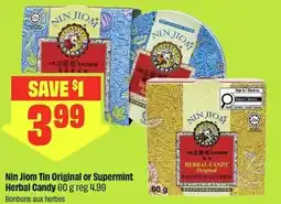 FreshCo Nin Jiom Tin Original or Supermint Herbal Candy offer