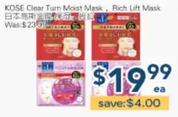 Oceans Fresh Food Market KOSE Clear Turn Moist Mask , Rich Lift Mask offer