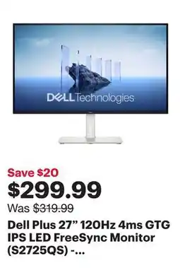 Best Buy Dell Plus 27 120Hz 4ms GTG IPS LED FreeSync Monitor (S2725QS) - Ash White offer