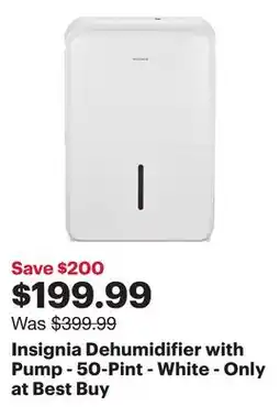 Best Buy Insignia Dehumidifier with Pump - 50-Pint - White - Only at Best Buy offer