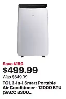 Best Buy TCL 3-In-1 Smart Portable Air Conditioner - 12000 BTU (SACC 8300 BTU) - White/Black offer