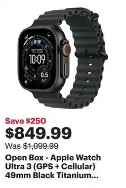 Best Buy Open Box - Apple Watch Ultra 3 (GPS + Cellular) 49mm Black Titanium Case with Black Ocean Band offer