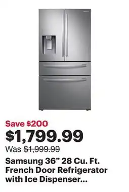 Best Buy Samsung 36 28 Cu. Ft. French Door Refrigerator with Ice Dispenser (RF28R7201SR/AA) - Stainless Steel offer