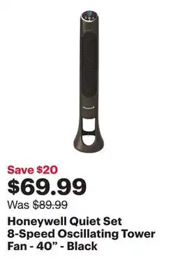 Best Buy Honeywell Quiet Set 8-Speed Oscillating Tower Fan - 40 - Black offer