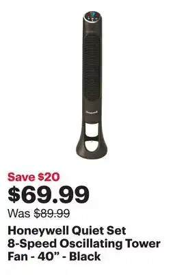 Best Buy Honeywell Quiet Set 8-Speed Oscillating Tower Fan - 40 - Black offer