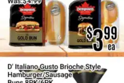 Nations Fresh Foods D' Italiano Gusto Brioche Style Hamburger/Sausage Runs offer