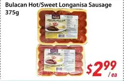 Bestco Food Mart Bulacan Hot/Sweet Longanisa Sausage offer