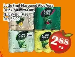 Food Depot Supermarket Lotte Fruit Flavoured Aloe Vera Drink 240mlx6Cans offer