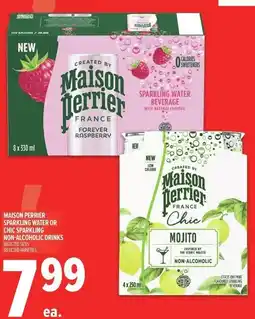 Metro Maison perrier sparkling water or chic sparkling non-alcoholic drinks offer