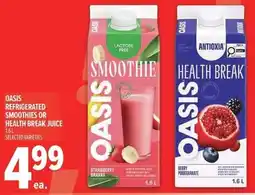 Metro Oasis refrigerated smoothies or health break juice offer