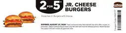 Harvey’s Jr. Burgers with cheese offer