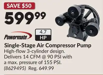 Princess Auto Single-Stage Air Compressor Pump offer