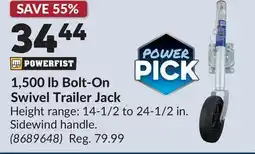 Princess Auto 1,500 lb Bolt-On Swivel Trailer Jack offer