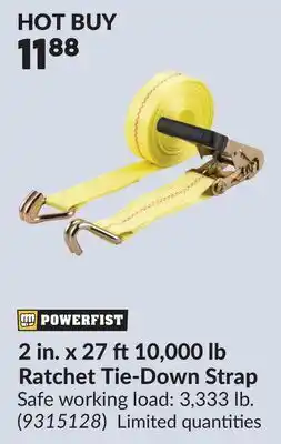 Princess Auto 2 in. x 27 ft 10,000 lb Ratchet Tie-Down Strap offer