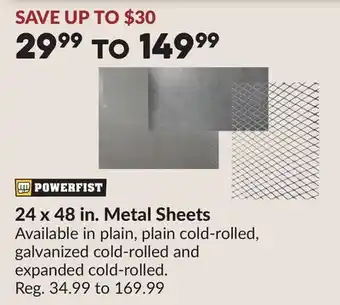 Princess Auto 24 x 48 in. Metal Sheets offer