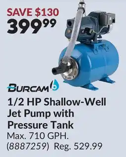 Princess Auto 1/2 HP Shallow-Well Jet Pump with Pressure Tank offer
