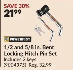 Princess Auto 1/2 and 5/8 in. Bent Locking Hitch Pin Set offer