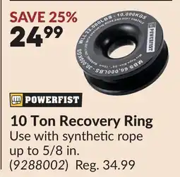 Princess Auto POWERFIST 10 Ton Recovery Ring offer