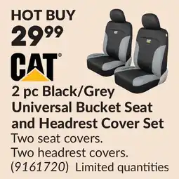Princess Auto 2 pc Black/Grey Universal Bucket Seat and Headrest Cover Set offer