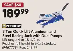 Princess Auto 3 Ton Quick Lift Aluminum and Steel Racing Jack with Dual Pumps offer