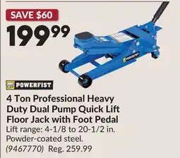 Princess Auto 4 Ton Professional Heavy Duty Dual Pump Quick Lift Floor Jack with Foot Pedal offer