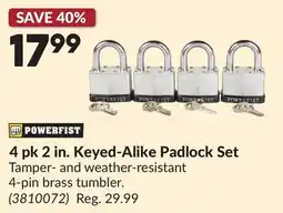 Princess Auto 4 pk 2 in. Keyed-Alike Padlock Set offer