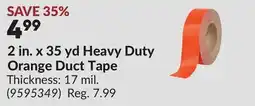 Princess Auto 2 in. x 35 yd Heavy Duty Orange Duct Tape offer