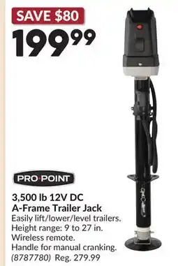 Princess Auto PRO POINT 3,500 lb 12V DC A-Frame Trailer Jack offer