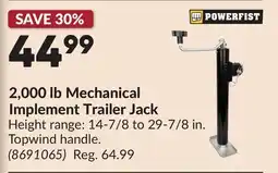 Princess Auto 2,000 lb Mechanical Implement Trailer Jack offer