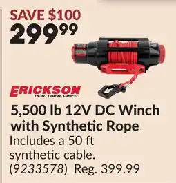 Princess Auto ERICKSON 5,500 lb 12V DC Winch with Synthetic Rope offer