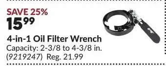 Princess Auto 4-in-1 Oil Filter Wrench offer
