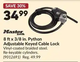 Princess Auto Master Lock 8 ft x 3/8 in. Python Adjustable Keyed Cable Lock offer