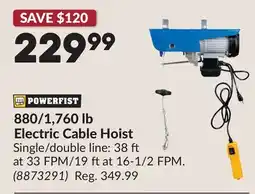 Princess Auto POWERFIST 880/1,760 lb Electric Cable Hoist offer