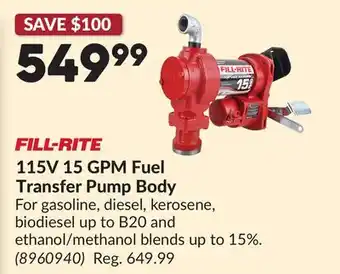 Princess Auto 115V 15 GPM Fuel Transfer Pump Body offer