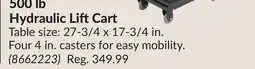 Princess Auto 500 lb Hydraulic LiftCart offer