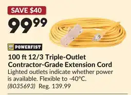 Princess Auto 100 ft 12/3 Triple-Outlet Contractor-Grade Extension Cord offer