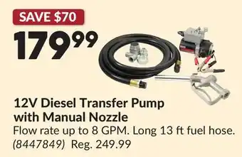 Princess Auto 12V Diesel Transfer Pump with Manual Nozzle offer